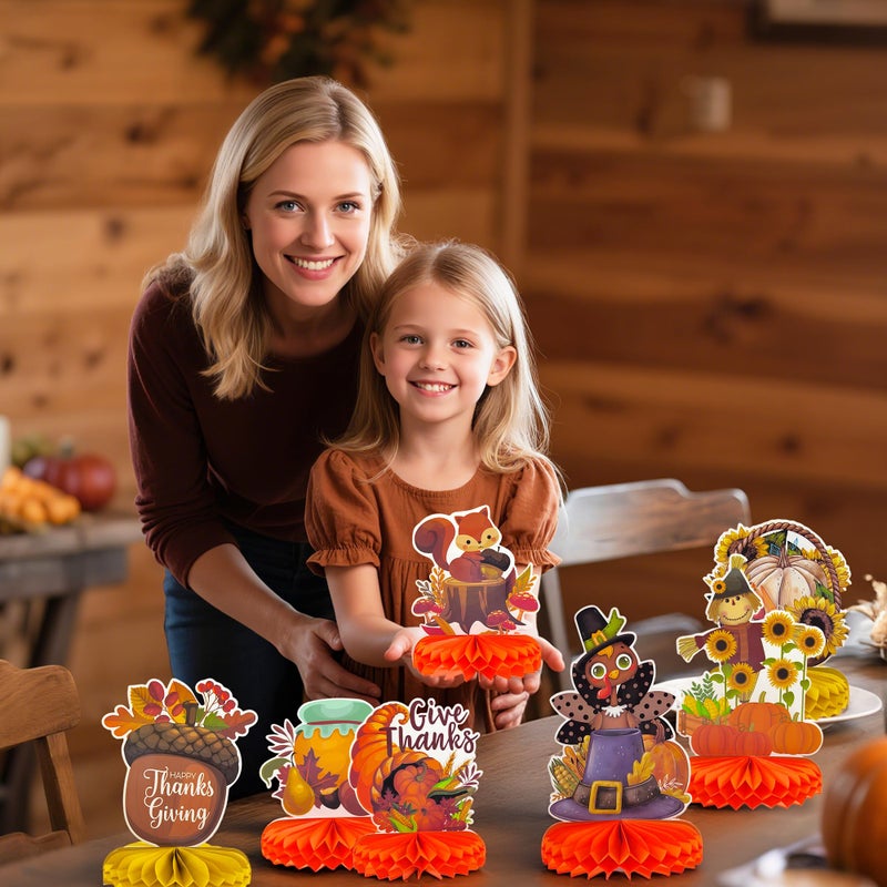 OHOME Thanksgiving Table Decor - 9 PCS Honeycomb | Thanksgiving Decorations Indoor Outdoor - Fall Centerpieces for Tables | Friendsgiving Party Decorations Supplies Favors Essentials for Home Kitchen - Image 5